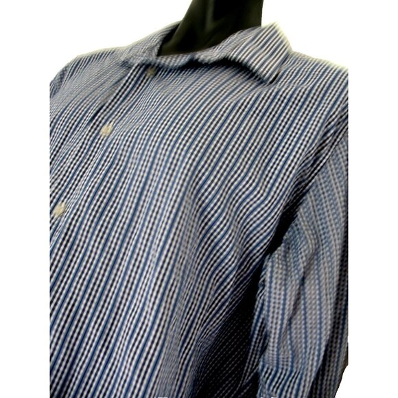 Men’s Apt 9 Slim Fit Button Down Dress Shirt-Blue Plaid- Size XXL - Picture 6 of 11